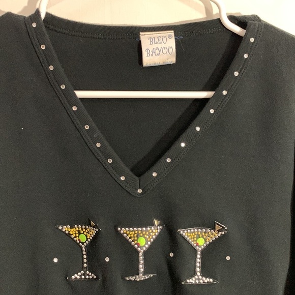 Bleu Bayou black embellished Martini top, Sz XL, couple missing “beads” - Picture 3 of 8